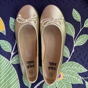 Girl Brushed Gold Ballet Flats - size 3.5